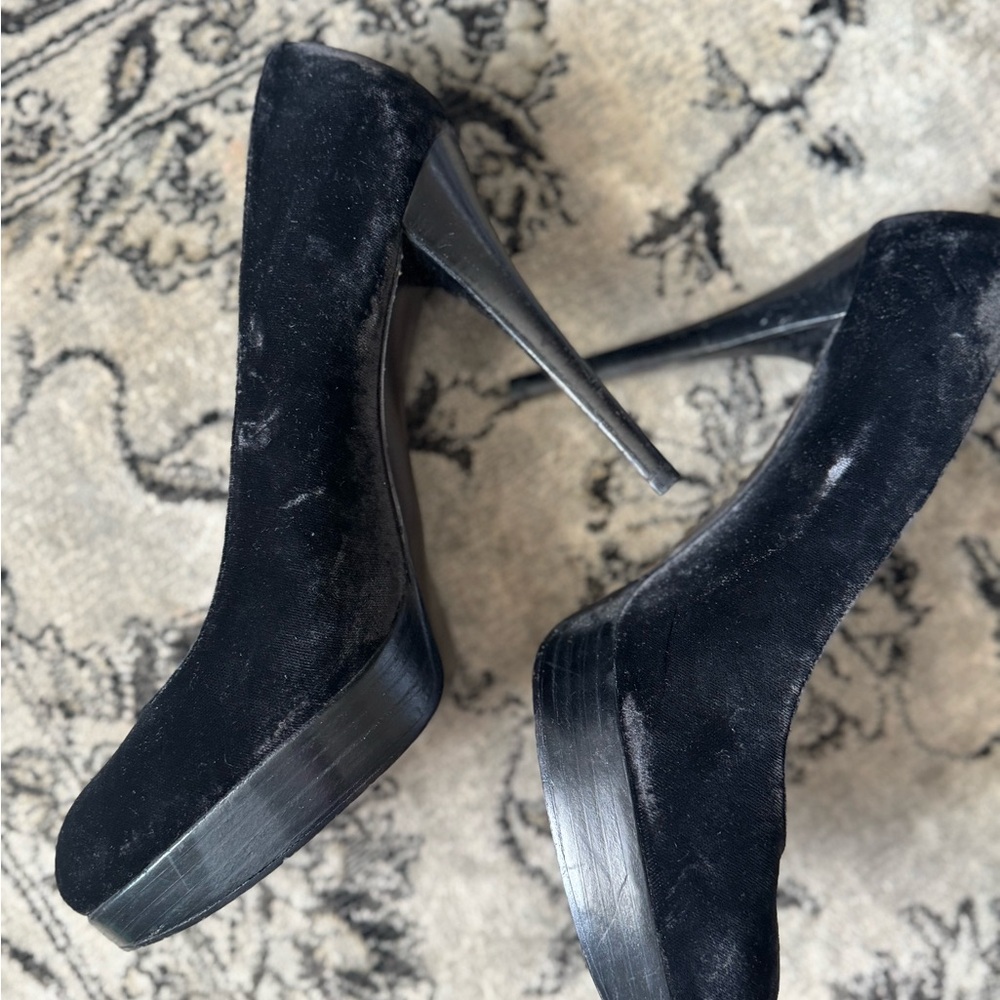 Stuart Weitzman Black Velvet Platform Heels